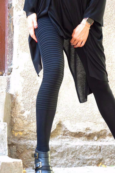 Extra Long Faux Leather Zipper Leggings - LUXFINDZ